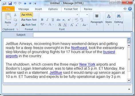 how to change hyperlink font color in outlook