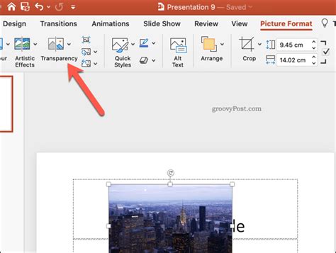 how to change image transparency in powerpoint online