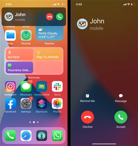 how to change incoming call display on iphone