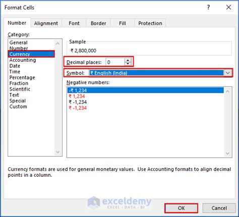 how to change indian currency in excel