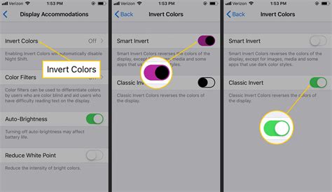 how to change inverted colours on iphone