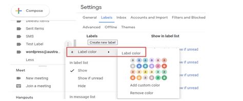 how to change label color in gmail