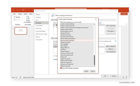 how to change language for powerpoint