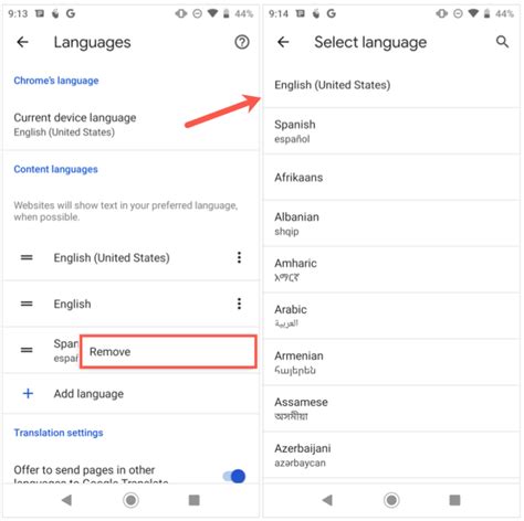 how to change language in english in google