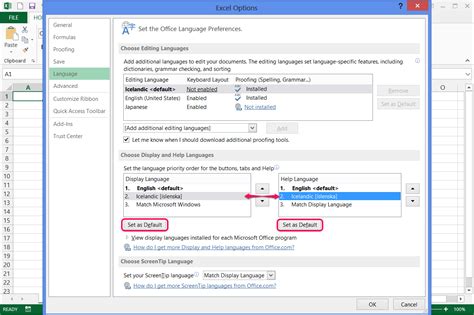 how to change language in excel from spanish to english