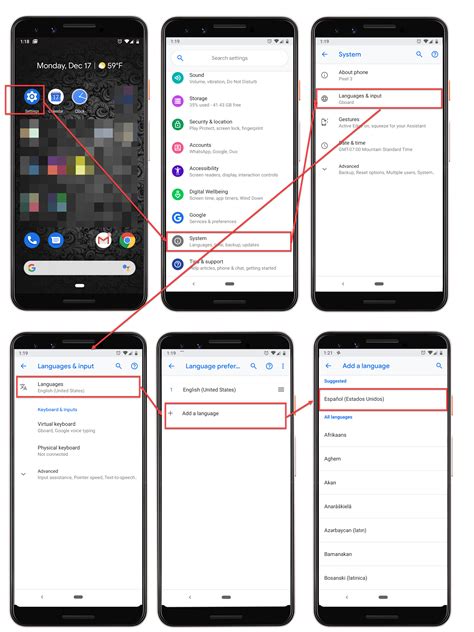 how to change language settings on android