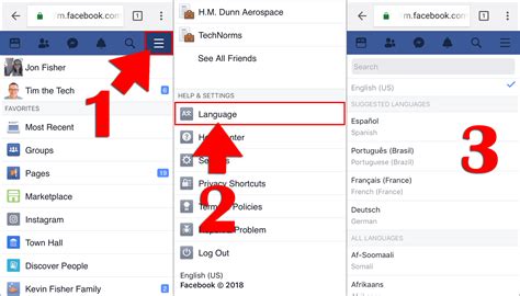 how to change language to english in facebook lite
