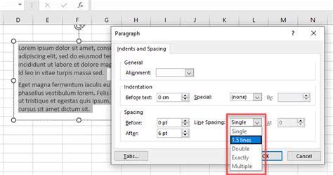 how to change line spacing in excel cell