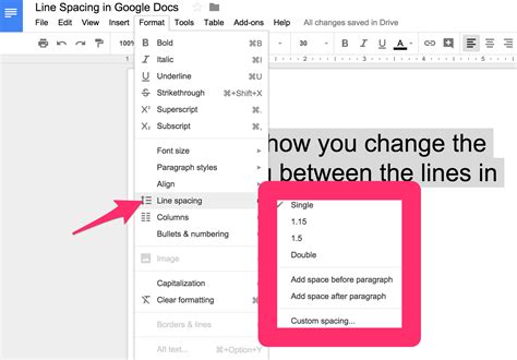 how to change line spacing in word google docs