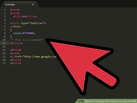 how to change link color in html css