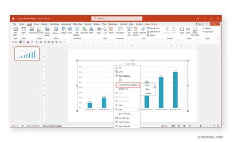 how to change linked worksheet object in powerpoint