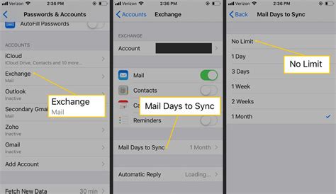 how to change mail sync settings on iphone