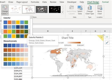 how to change map color in excel