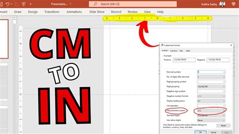 how to change measurement from cm to inches in powerpoint