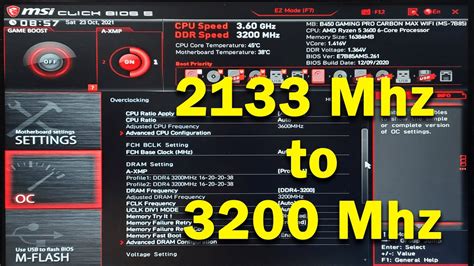how to change memory speed in bios msi