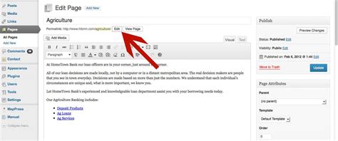how to change menu page url in wordpress