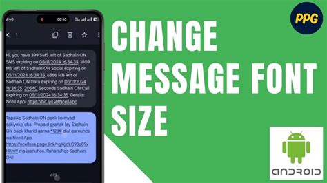 how to change messaging font size on android