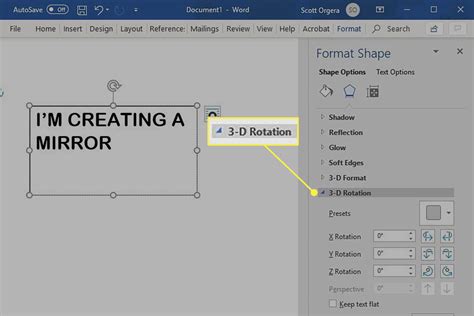 how to change mirror image in word