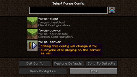 how to change mod config minecraft curseforge