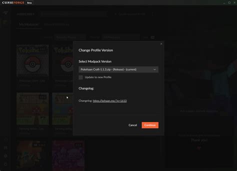 how to change mod version in curseforge