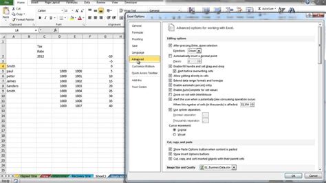 how to change mouse settings in excel