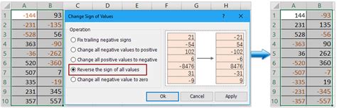 how to change multiple cell values to negative in excel