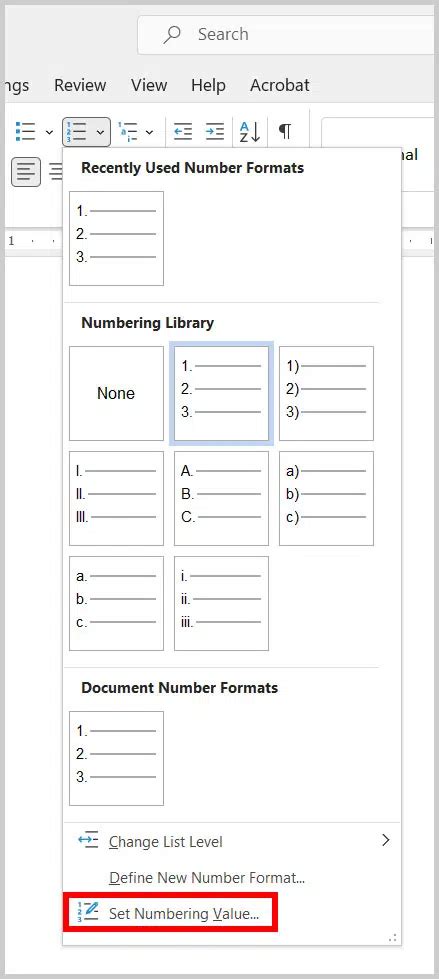 how to change numbering in microsoft forms