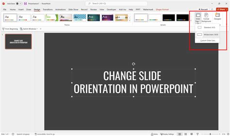 how to change orientation of slide in ppt