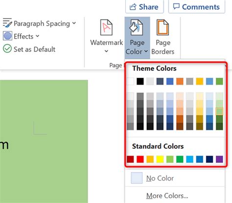how to change page color in word
