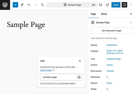 how to change page permalink in wordpress