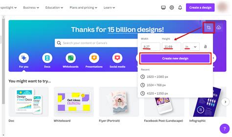 how to change paper format in canva