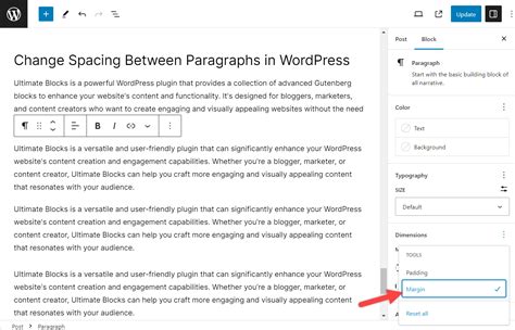 how to change paragraph spacing in wordpress
