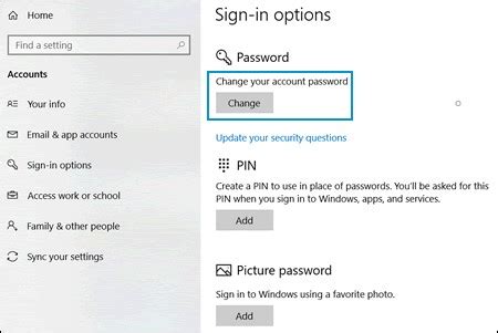 how to change password on hp computer windows 10