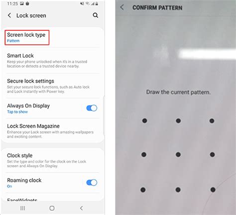 how to change pattern password android