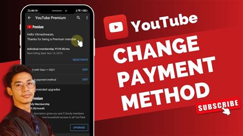 how to change payment method for youtube premium