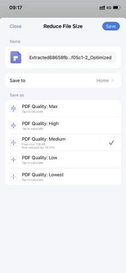 how to change pdf file size in iphone