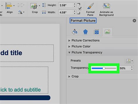 how to change picture transparency in powerpoint 2019
