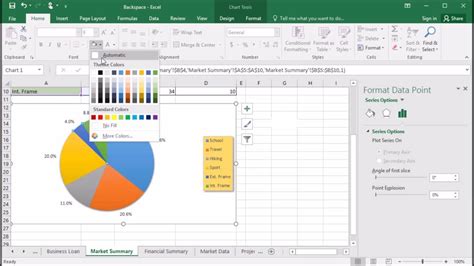 how to change pie chart colors in excel mac