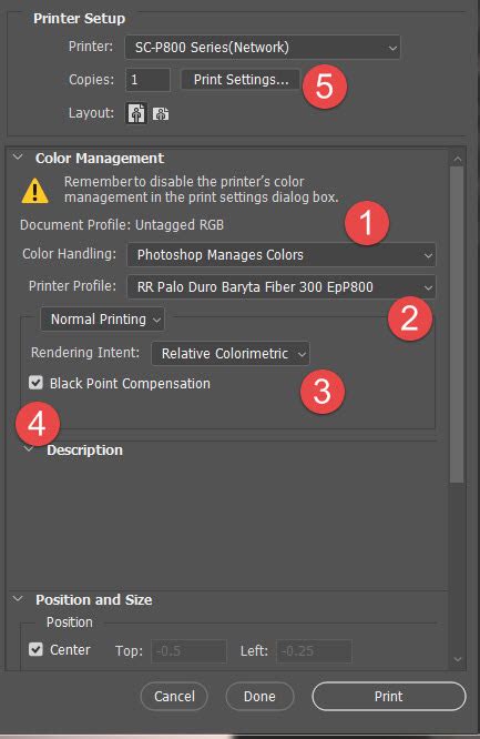 how to change printer profile in photoshop