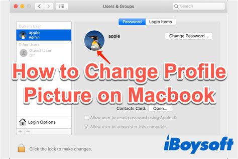 how to change profile pic on apple computer
