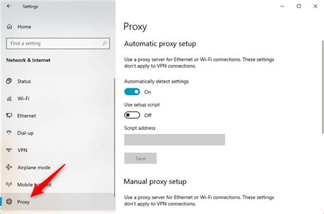 how to change proxy settings in windows 10