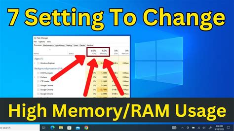 how to change ram usage windows 10