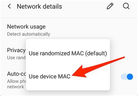 how to change randomized mac address android
