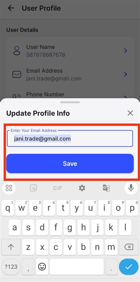 how to change registered email id in android mobile