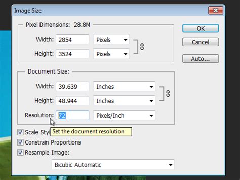 how to change resolution in photoshop cs6