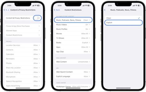 how to change restricted content on apple music