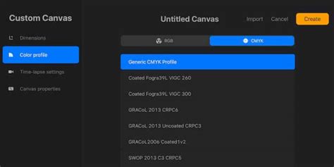 how to change rgb into cmyk in procreate