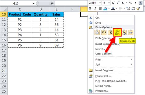 how to change row with column in excel