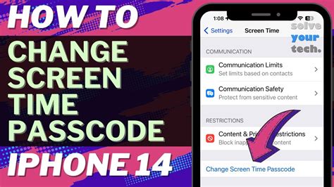 how to change screen time passcode on iphone 14