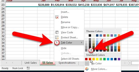 how to change sheet tab color in excel shortcut